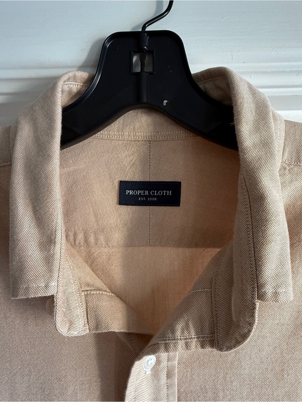 Proper Cloth Beige Oxford Button Down Shirt Large Long Sleeve